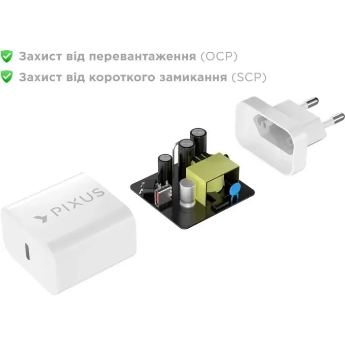 Зарядний пристрій Pixus 1xUSB-C PD20W GaN (4897058532555) зображення 3