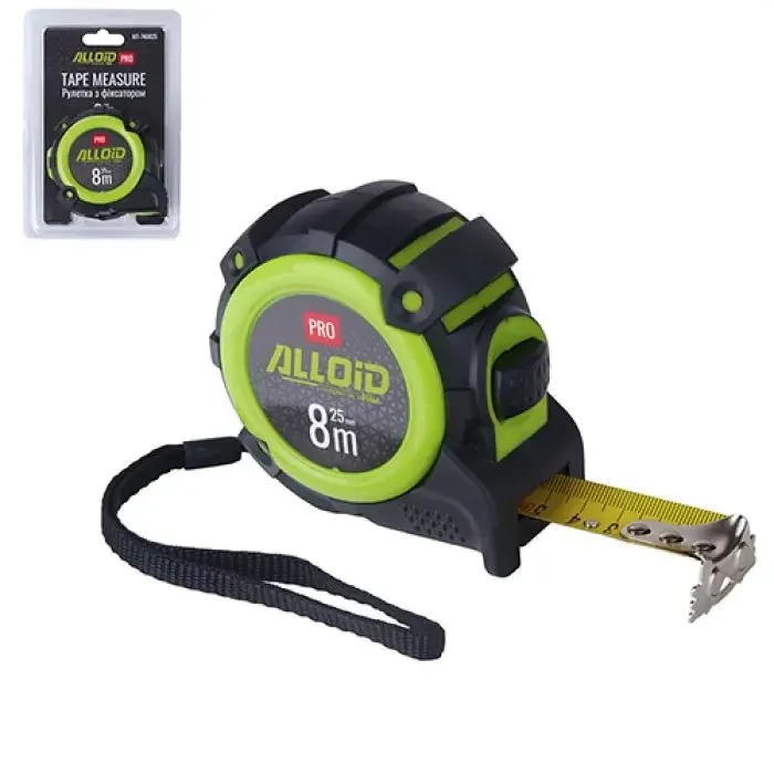 Рулетка Alloid Pro, с автостопом, 8м/25мм, MT-740825 (MT-740825)