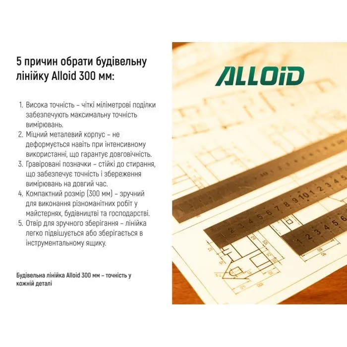 Линейка строительная Alloid 300мм (ST-26873) изображение 3