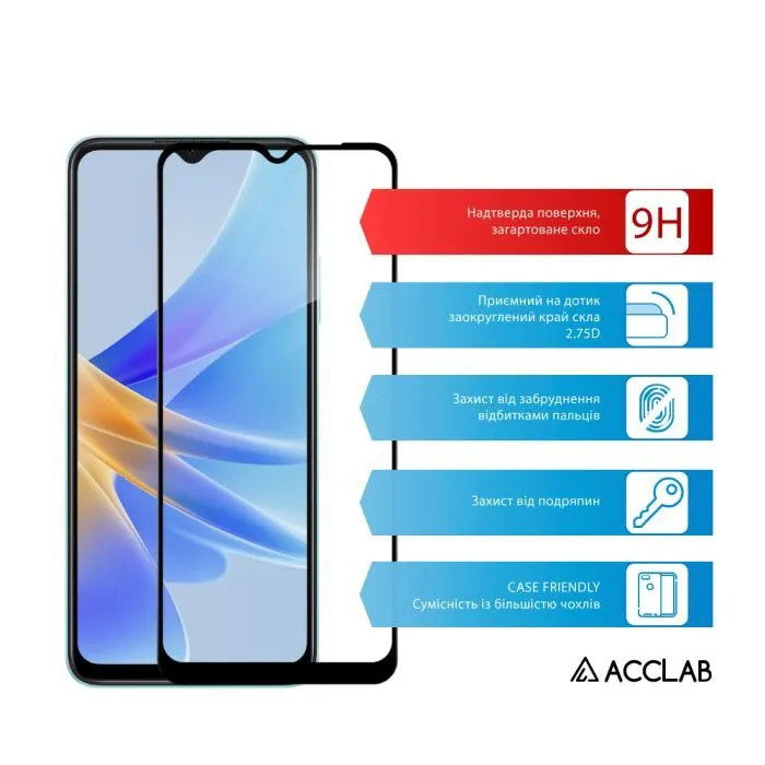 Скло захисне ACCLAB Full Glue Oppo A17k Black (1283126593635) зображення 3
