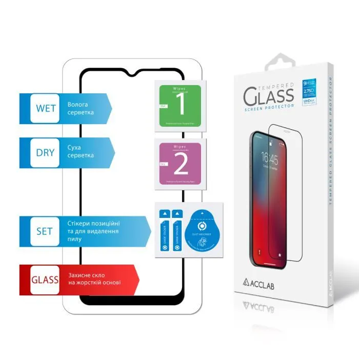 Скло захисне ACCLAB Full Glue Oppo A17k Black (1283126593635) зображення 7