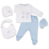 Набір дитячого одягу Bibaby 5 шт для хлопчиків, з слоником кремовий-блакитний (62041-0-3mm/B-blue-beige)