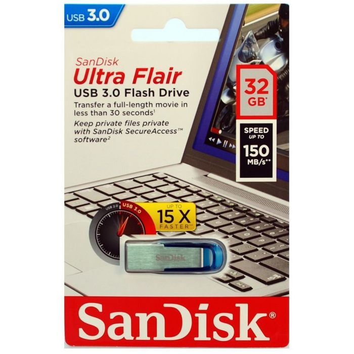 USB флеш накопитель SanDisk 32GB Ultra Flair Blue USB 3.0 (SDCZ73-032G-G46B) изображение 6