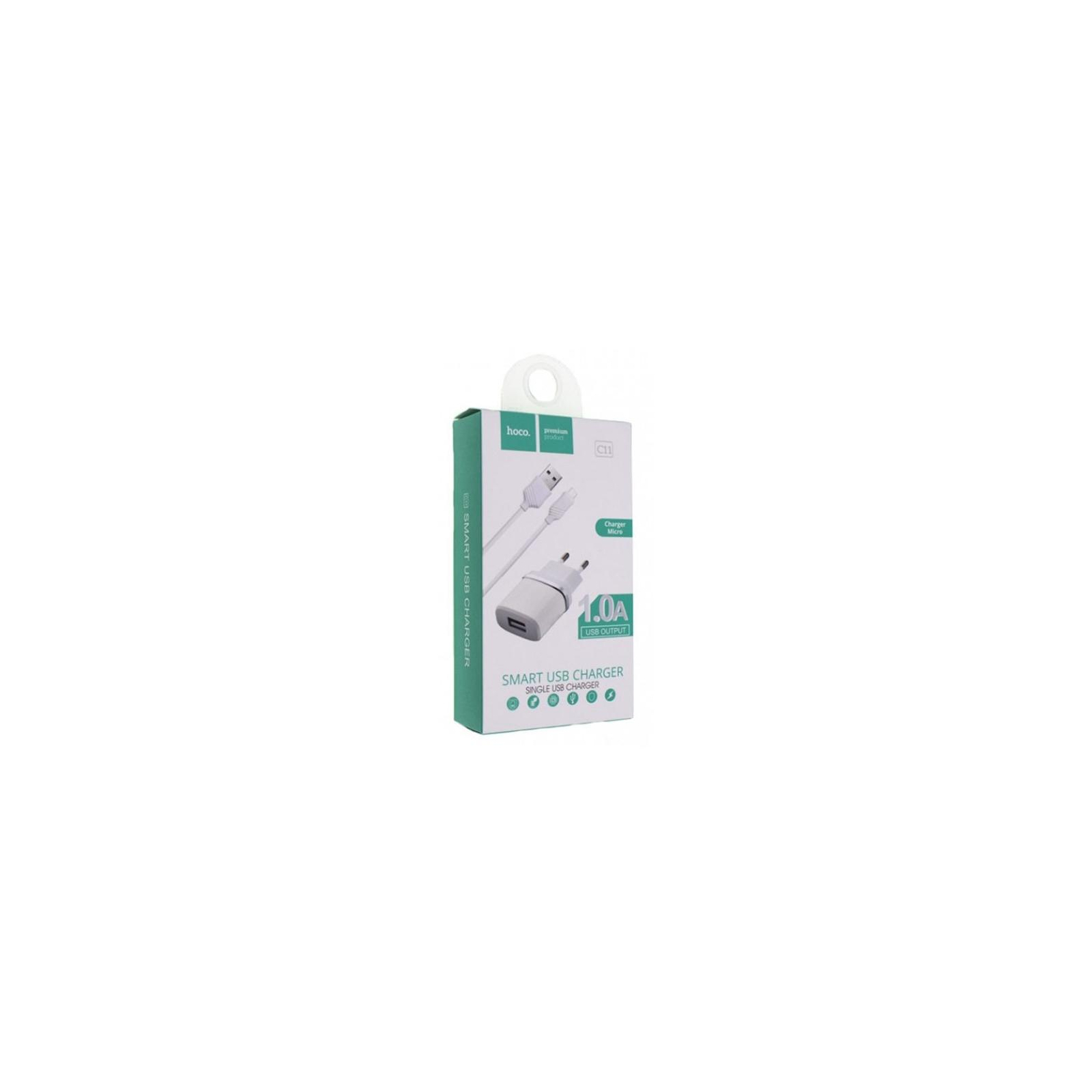 Зарядное устройство HOCO C11 1*USB, 1A, White + USB Cable MicroUSB (63320) изображение 4