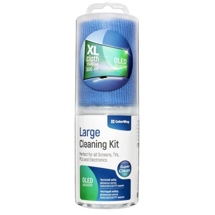 Спрей для очистки ColorWay Cleaning Kit for OLED/LED/LCD/TFT, 300ml, microfibre XL (CW-5230) изображение 2