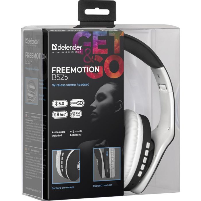 Наушники Defender FreeMotion B525 Bluetooth Gray-White (63527) изображение 5