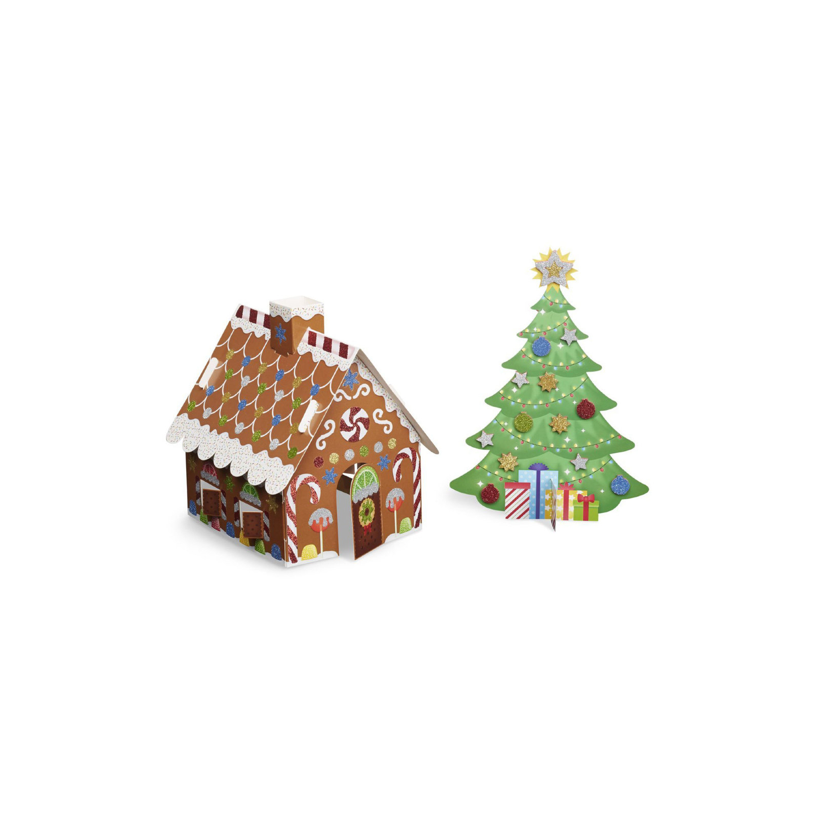 Набор для творчества Melissa&Doug Объемные блестящие наклейки Рождественская елка и пряничный (MD8404) изображение 3