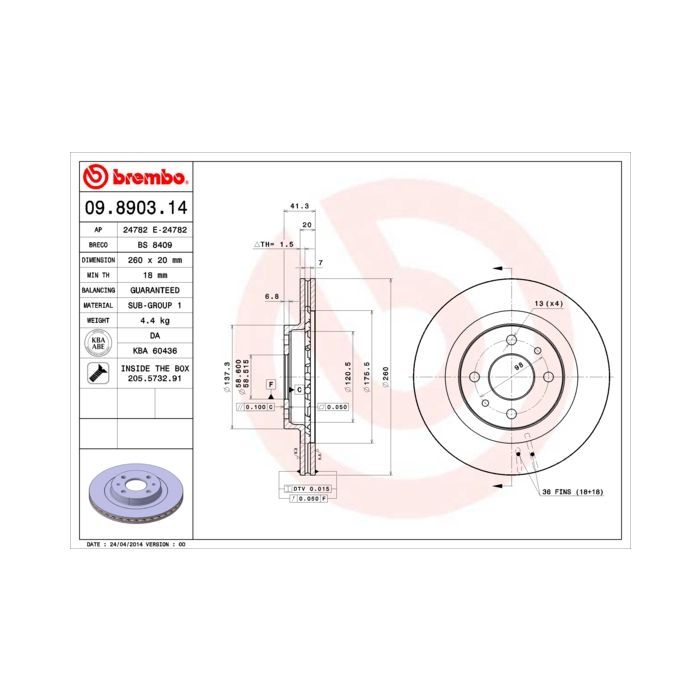 Гальмівний диск Brembo 09.8903.14