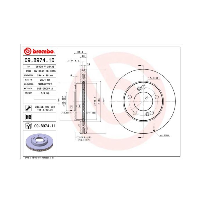 Гальмівний диск Brembo 09.B974.11