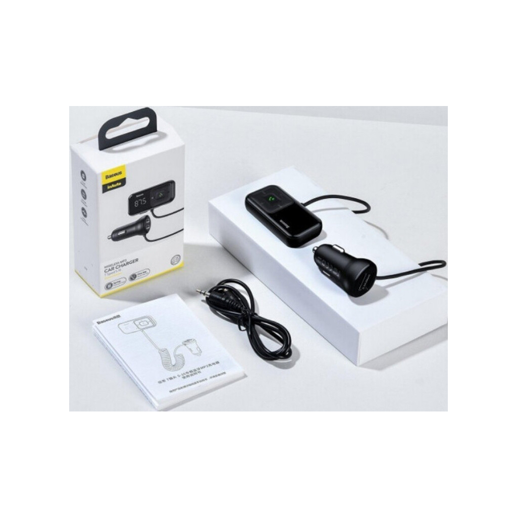 FM модулятор Baseus T typed S-16 wireless MP3 car charger Black (CCTM-D01) зображення 7