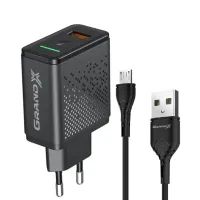 Зарядное устройство Grand-X Fast Charge 3-в-1 QC3.0, FCP, AFC, 18W + cable microUSB (CH-650M)