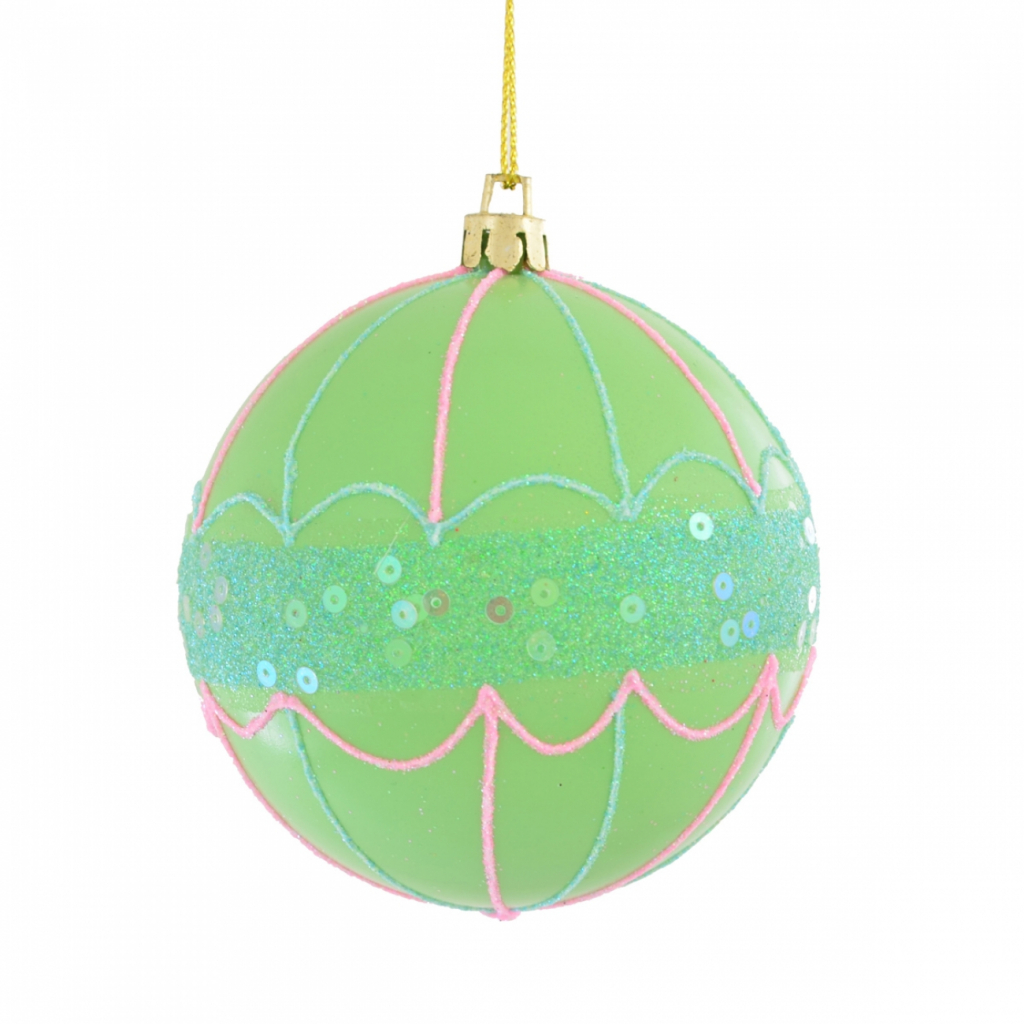 Елочная игрушка YES! Fun Зонтик шар, с глиттером и пайетками, зеленый (972820)