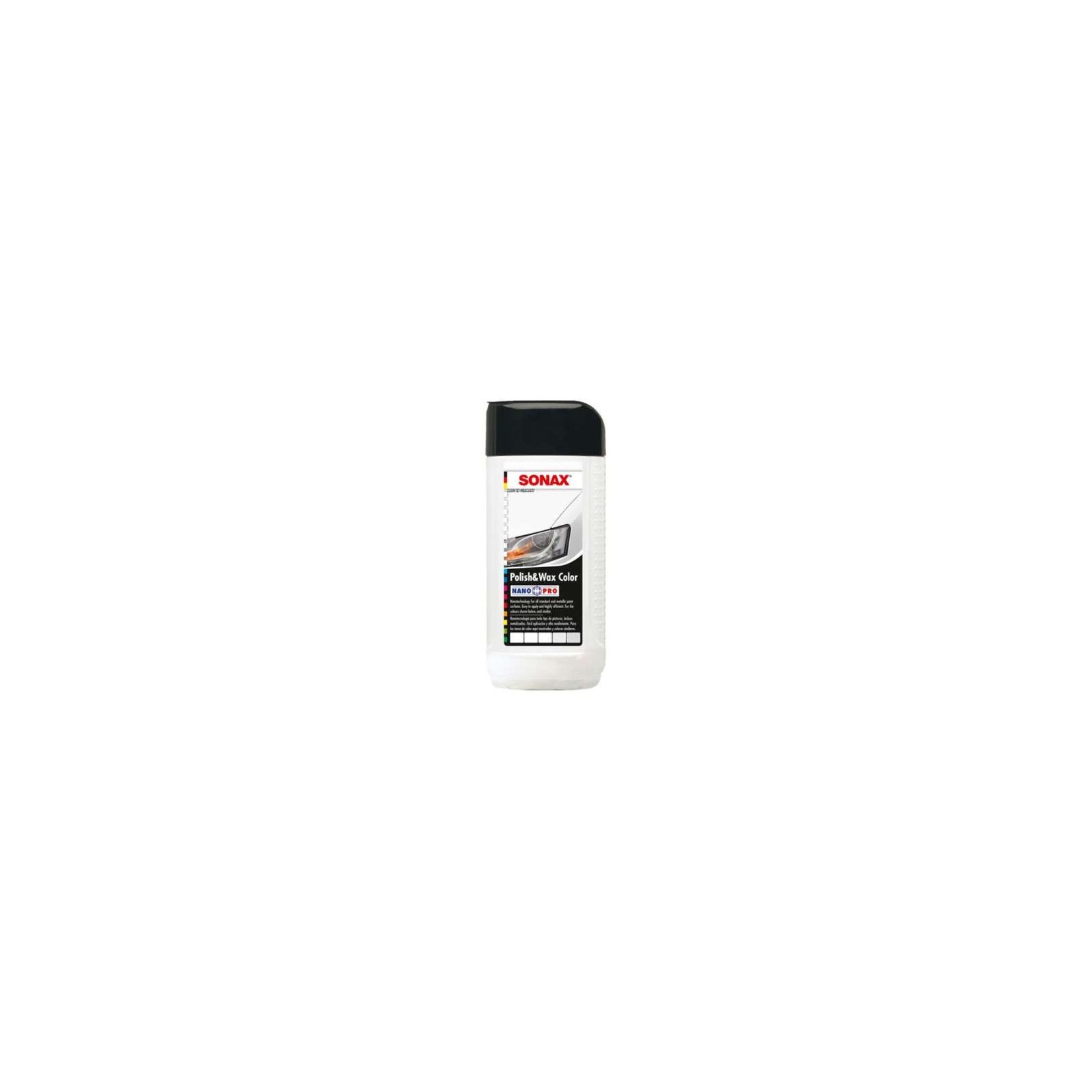 Автополироль Sonax с воском цветной белый (250мл) NanoPro (296041)