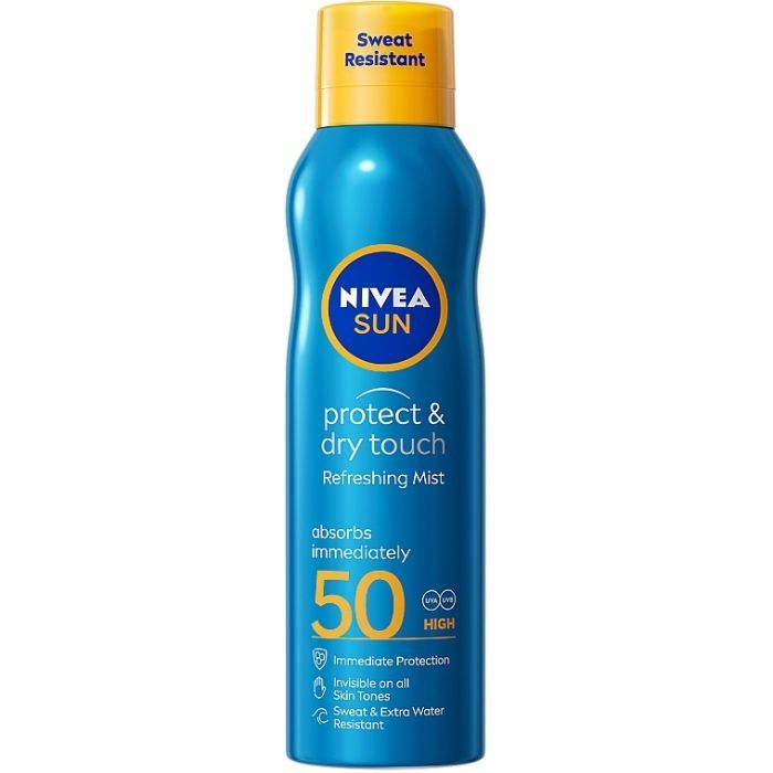 Средство от загара Nivea Sun Солнцезащитный освежающий мист Защита и сухое прикосновение SPF 50 200 мл (4005900699534/4005900695871)