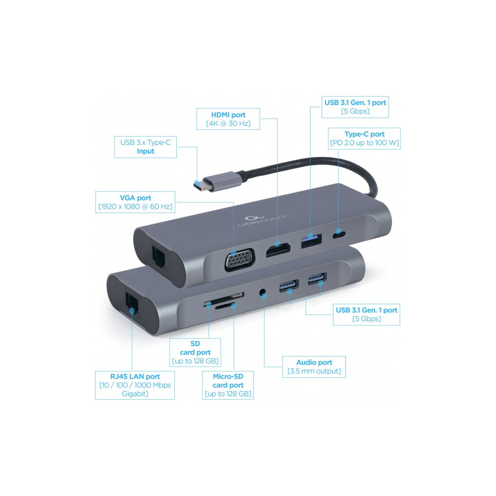 Концентратор Cablexpert USB-C 7-in-1 (A-CM-COMBO7-01) зображення 3