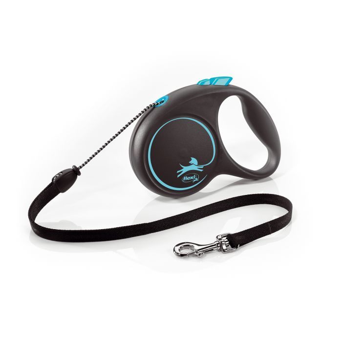 Повідець для собак Flexi Black Design М трос 5 м (блакитний) (4000498033432)