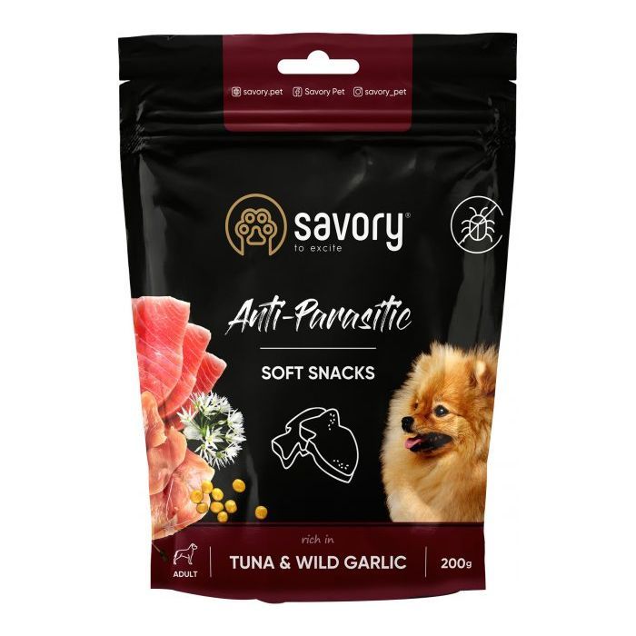 Лакомство для собак Savory с антипаразитарным эффектом, тунец и чеснок 200 г (4820232631324)