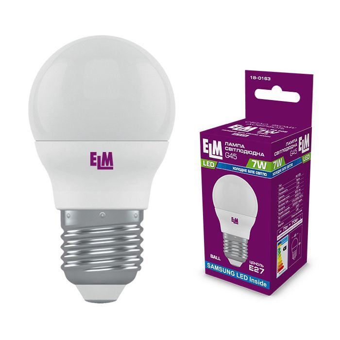 Лампочка ELM D45 7W PA10S E27 4000K (18-0163.)