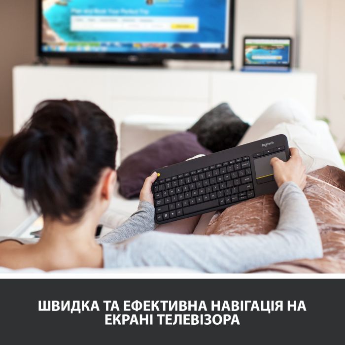 Клавіатура Logitech K400 Plus Touch Wireless UA Black (920-007145) зображення 2