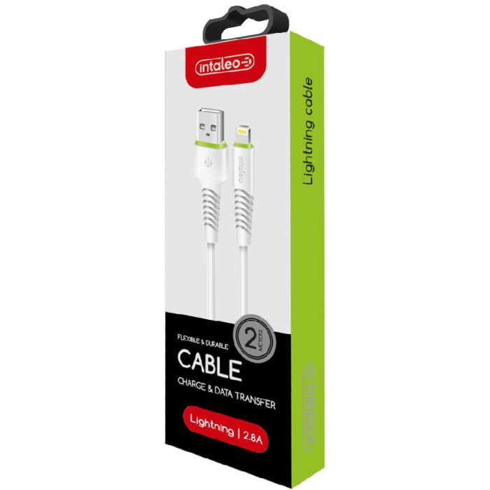 Дата кабель USB 2.0 AM to Lightning 2.0m CBFLEXL2 white Intaleo (1283126521416) изображение 2