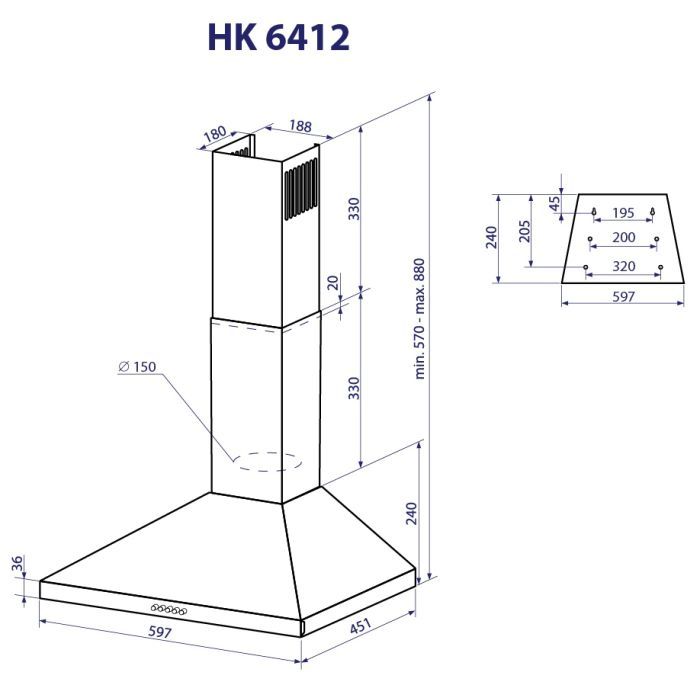 Вытяжка кухонная Minola HK 6412 BL 850 LED изображение 11