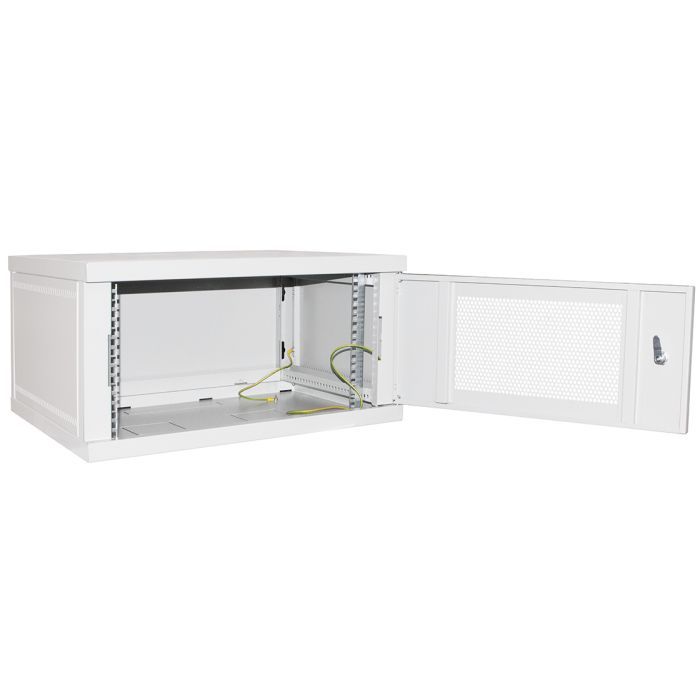 Шафа настінна Ipcom 6U, 600*450, перфоровані дверцята, RAL7035 (СН-6U-060х045-ДП-7035) зображення 3