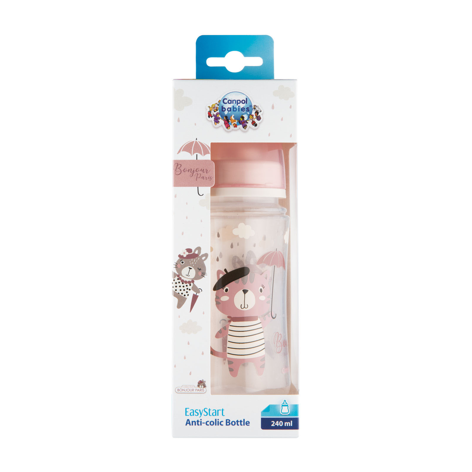 Бутылочка для кормления Canpol babies Bonjour Paris с широким отверстием 240 мл Розовая (35/232_pin) изображение 2