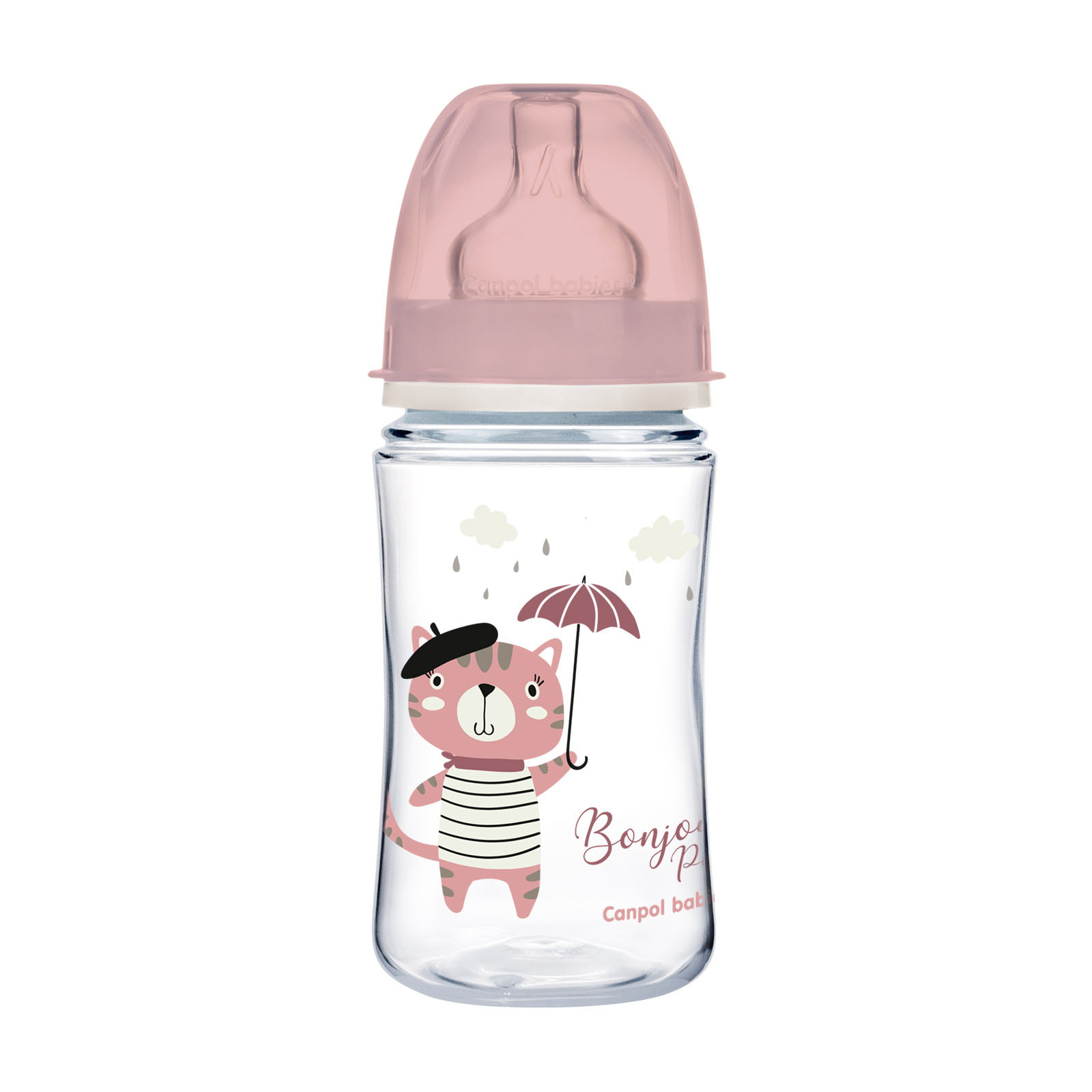 Бутылочка для кормления Canpol babies Bonjour Paris с широким отверстием 120 мл Розовая (35/231_pin)