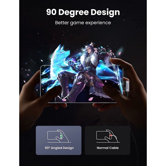 Дата кабель USB 3.0 AM to USB-C 1.0m 60W US385 90° Black Ugreen (20299) зображення 4