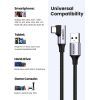Дата кабель USB 3.0 AM to USB-C 1.0m 60W US385 90° Black Ugreen (20299) зображення 5