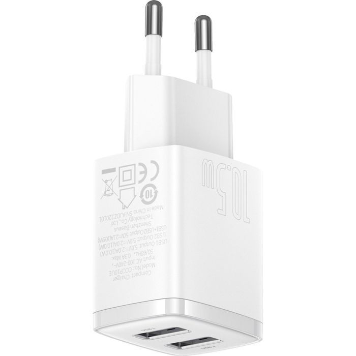 Зарядное устройство Baseus Compact Charger 2U White (CCXJ010202) изображение 3