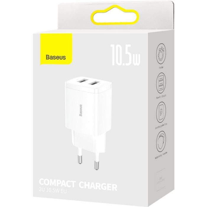 Зарядное устройство Baseus Compact Charger 2U White (CCXJ010202) изображение 8