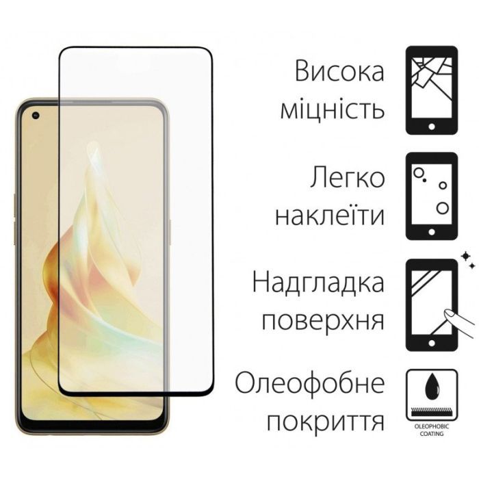 Скло захисне Dengos Full Glue OPPO Reno8 T (black) (TGFG-297) зображення 2