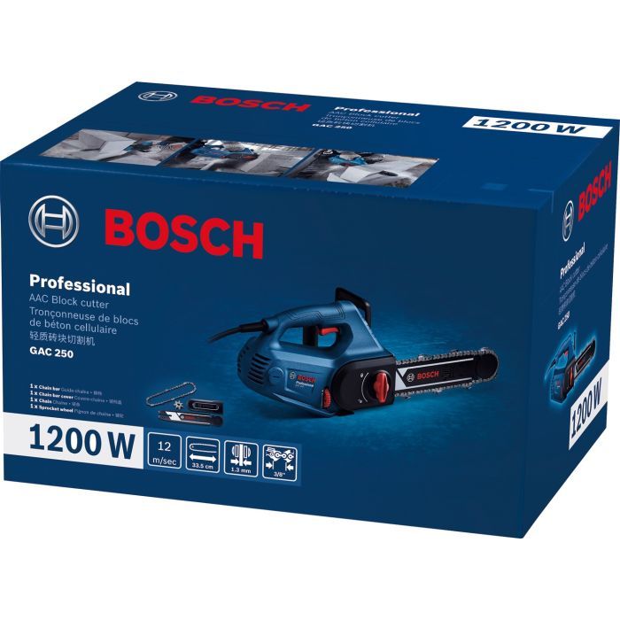 Цепная пила Bosch Professional для газобетонных блоков GAC 250, 1200 Вт, 330 мм, 3/8 (0.601.2B6.020) изображение 11