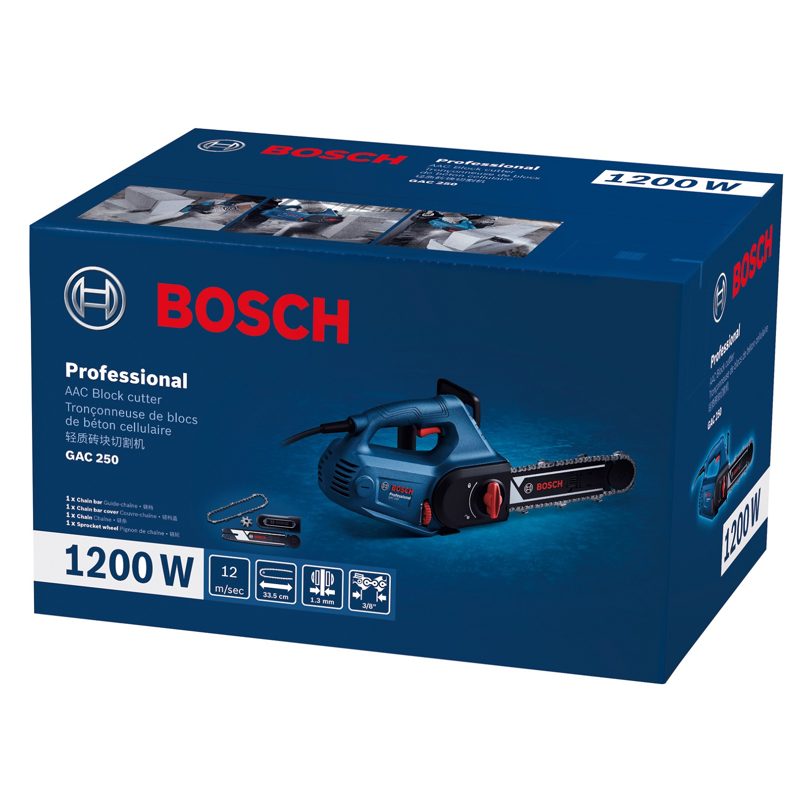 Цепная пила Bosch Professional для газобетонных блоков GAC 250, 1200 Вт, 330 мм, 3/8 (0.601.2B6.020) изображение 11