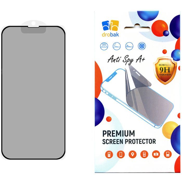 Скло захисне Drobak Anty Spy Apple iPhone 15 Pro Max (Black) (292935)