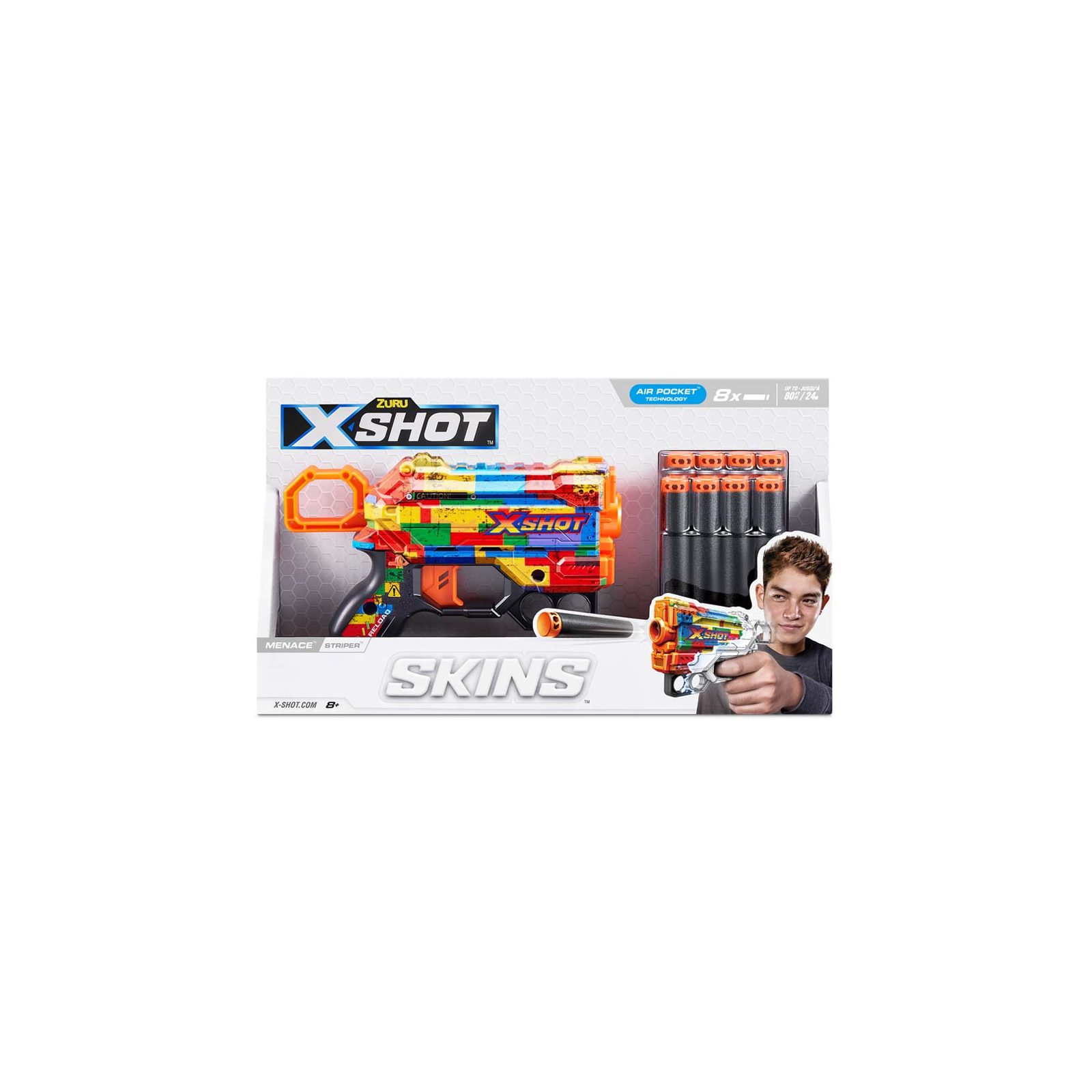 Іграшкова зброя Zuru X-Shot Швидкострільний бластер Skins Menace Striper (8 патронів) (36515N) зображення 4
