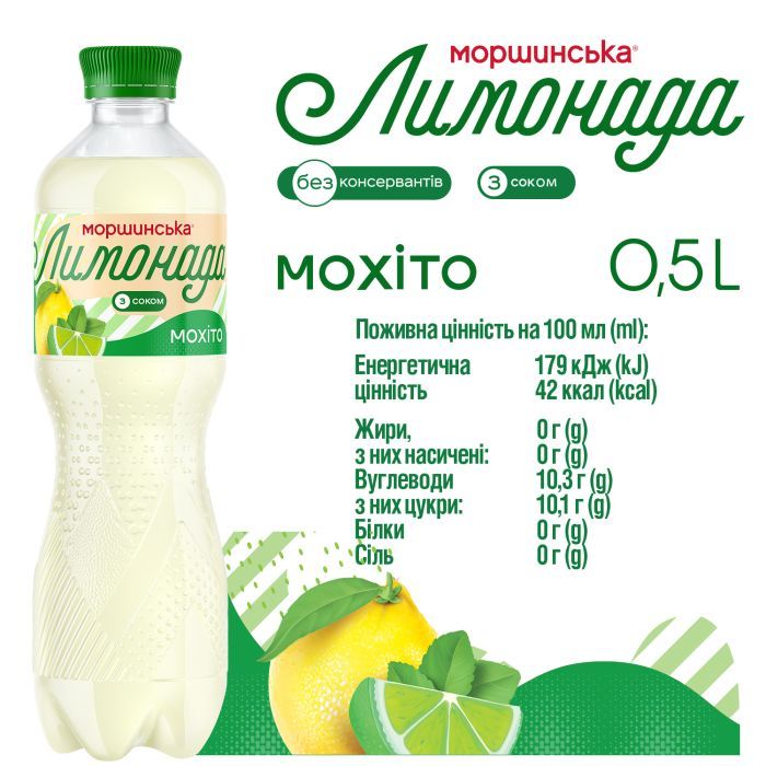 Напиток Моршинська сокосодержащий Лимонада со вкусом Мохито 0.33 л (4820017003049) изображение 4