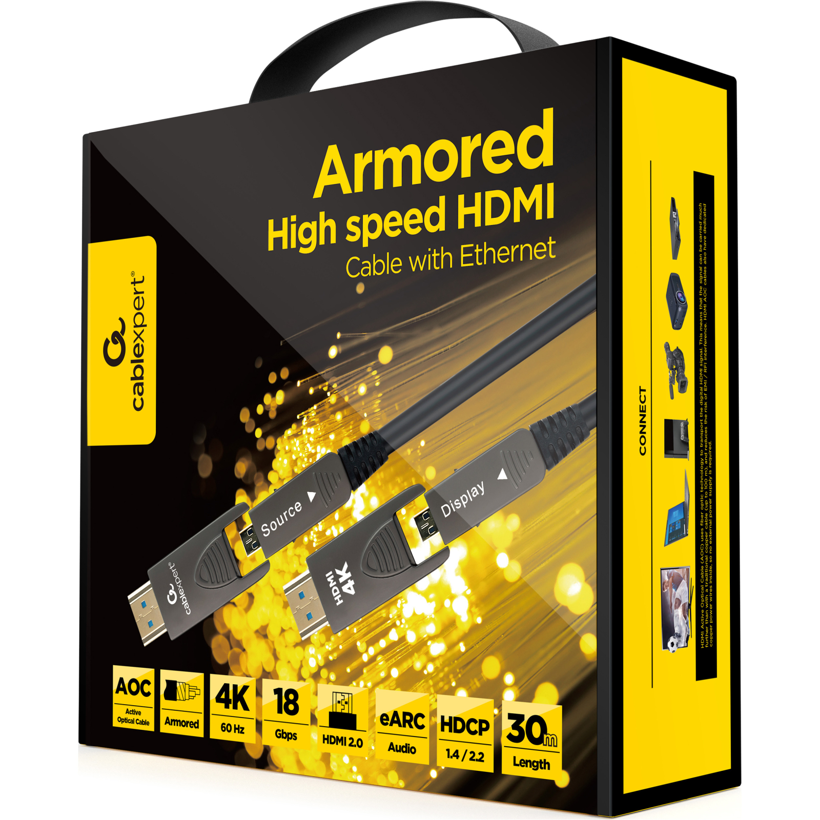 Кабель мультимедийный HDMI to HDMI A/D to A/D 20.0m V.2.0 4K 60Hz Optic (AOC) Cablexpert (CCAP-HDMIDD-AOC-20M) изображение 3
