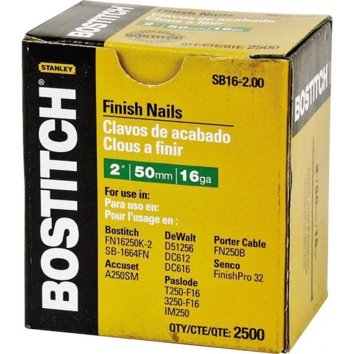 Цвяхи Bostitch оздоблювальні, тип "SB16", L=38 мм, капелюшок 3.0 мм, 2500 шт (SB16-1.50)