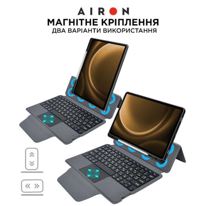 Чехол для планшета AirOn Premium Samsung Galaxy Tab S9 FE 10.9'' 2023 + Keyboard (4822352781114) изображение 8