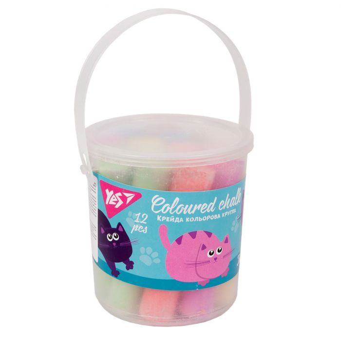 Мел Yes цветной Kittecon 12 шт, JUMBO, в ведре (400452)