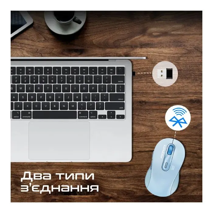 Мишка Promate Ken Wireless/Bluetooth Blue (ken.blue) зображення 5