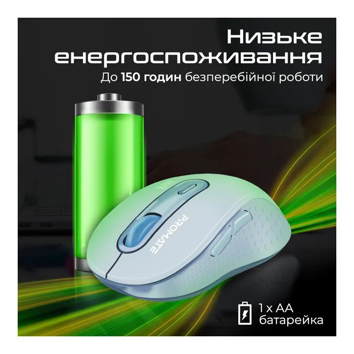 Мышка Promate Ken Wireless/Bluetooth Black (ken.black) изображение 7