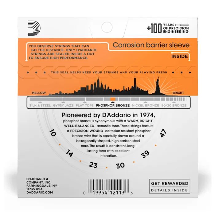 Струни для гітари D'Addario Phosphor Bronze Extra Light (10-47) (EJ15) зображення 3