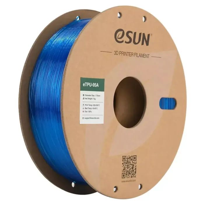 Пластик для 3D-принтера eSUN eTPU-95A 1кг, 1.75мм, blue transparent (ETPU-95A175GU1)
