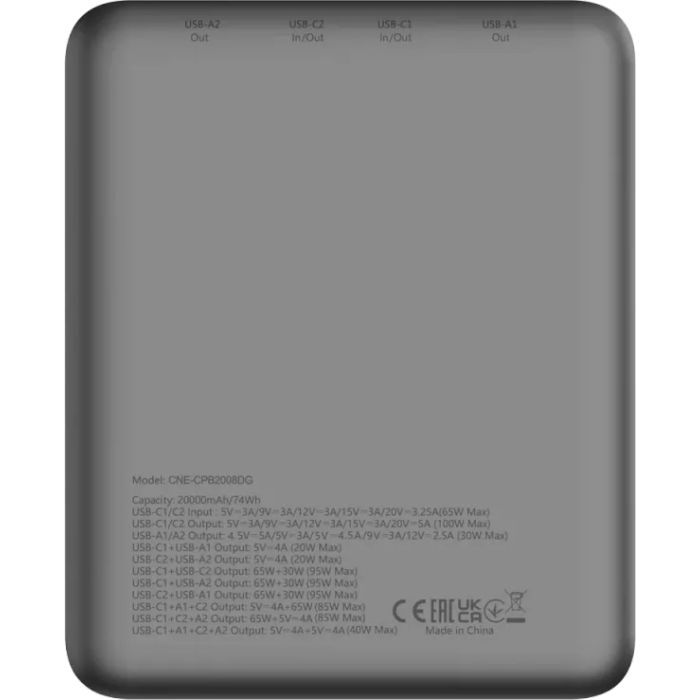 Батарея універсальна Canyon PB-2008 20000mAh PD/100W Q.C/3.0 (CNE-CPB2008DG) зображення 5