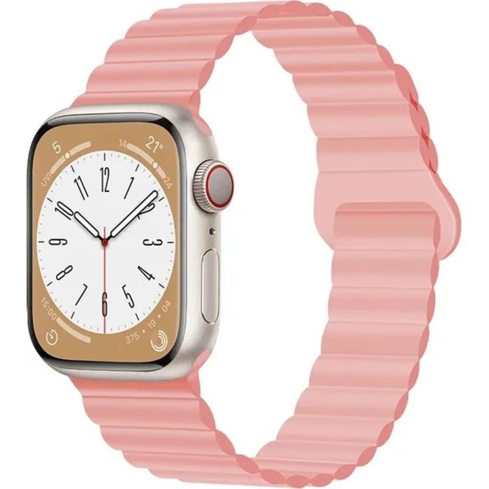 Ремінець до смарт-годинника Drobak Silicone Magnetic Link для Apple Watch All Series Ultra 2 49/45/44/42mm Pink sand (898928)