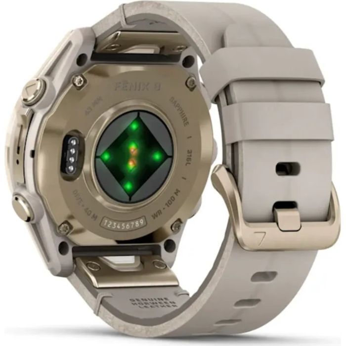 Смарт-часы Garmin fenix 8 43mm, AMOLED, Saph, SftGldSS/FogGryLeatherBnd, Excl, GPS (010-02903-40) изображение 6