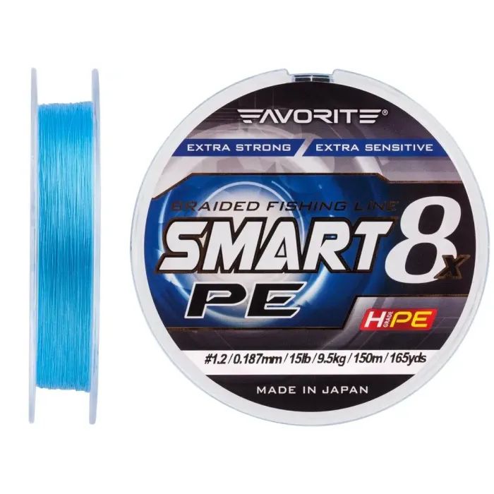 Шнур Favorite Smart PE 8x 150м 1.2/0.187mm 15lb/9.5kg Sky Blue (1693.10.74) изображение 2
